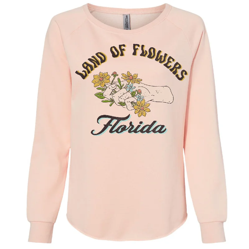 Land of Flowers Florida Crewneck Sweatshirt Hoodie with Half-Zip Sporty Casual