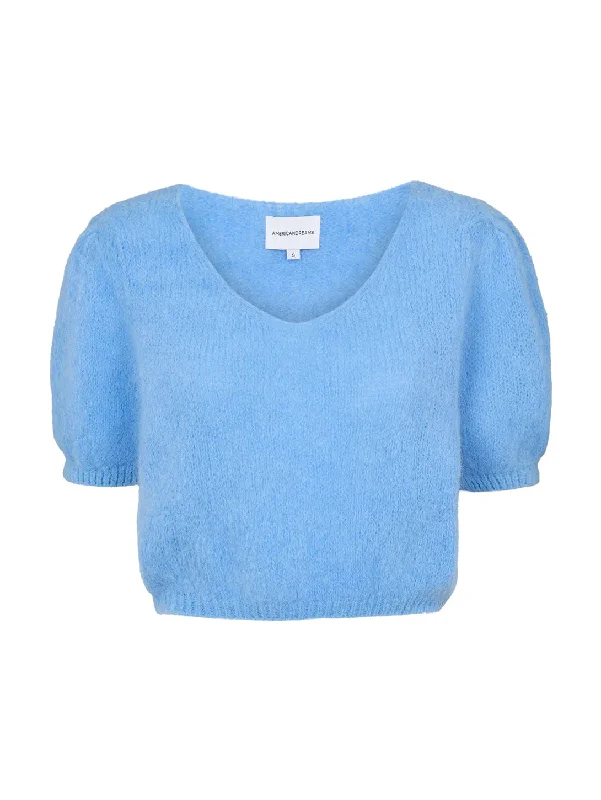 Lolanda Sweater - Sky Blue Faux Fur Fabric Real Fur Fabric Shearling Fabric