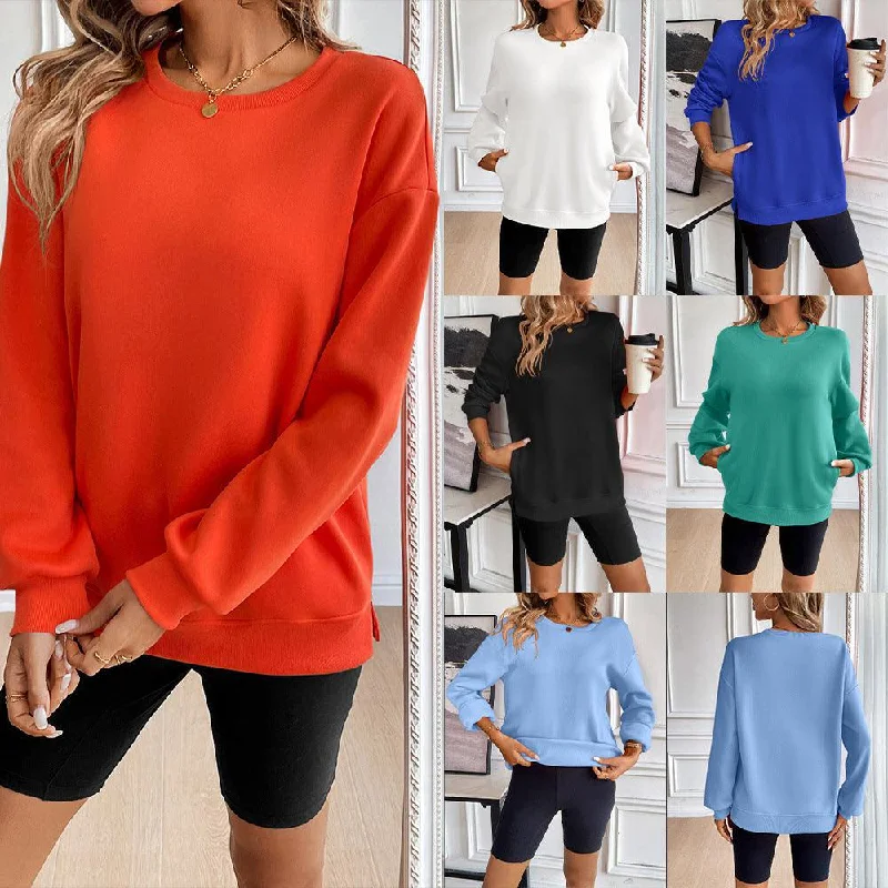 Loose Long Sleeve Casual Sweatshirt for Women – Cozy Stylish and Perfect for Every Day Hoodie with High Neck Warm Protective