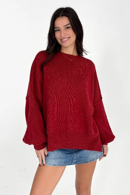 Martha Sweater in Red Stylish Fashionable Trendy