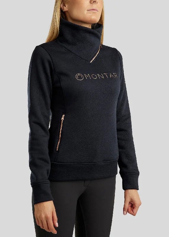 Naja Rosegold Sweatshirt - Navy Hoodie with Hem Drawcord Adjustable Customizable