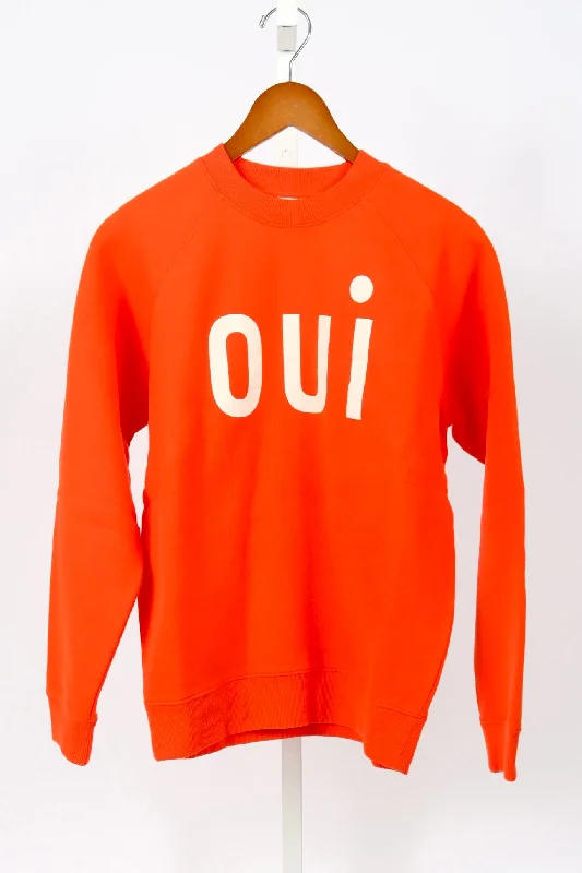 Oui Sweatshirt - Blood Orange w/ Cream Oui Hoodie with Longline Fit Extended Stylish