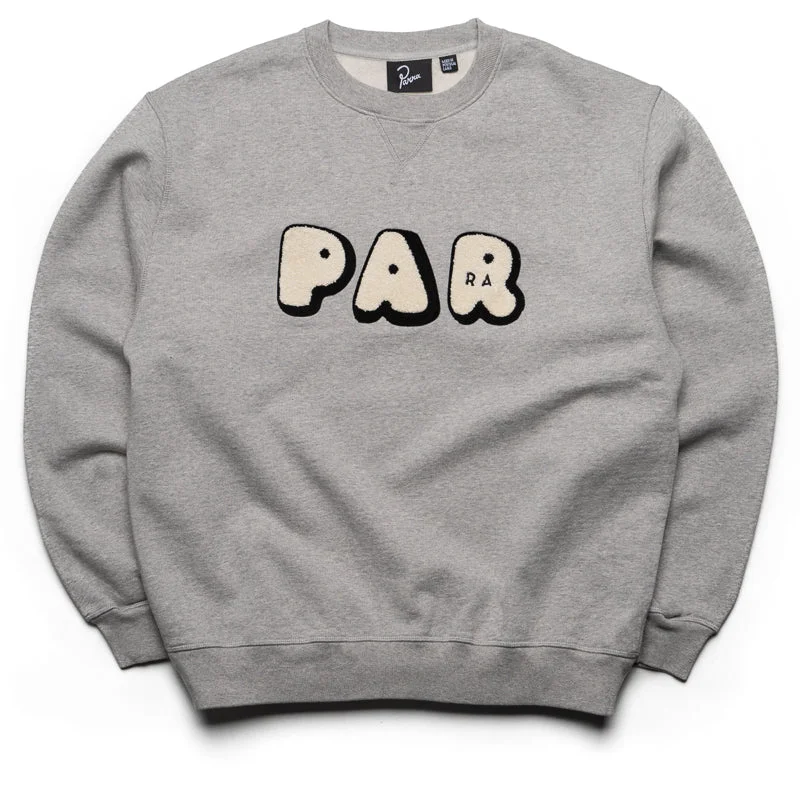 Parra Rounded PAR Crewneck Sweatshirt - Heather Grey Hoodie with Ribbed Cuffs Snug Fit Comfort