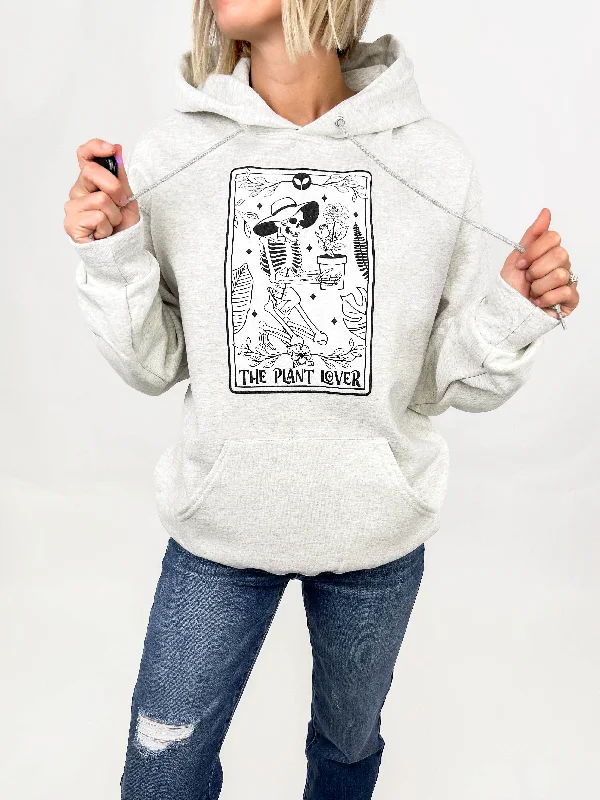 Plant Lover Tarot Card Hoodie- HTHR OATMEAL Hoodie with Neon Bright Vibrant