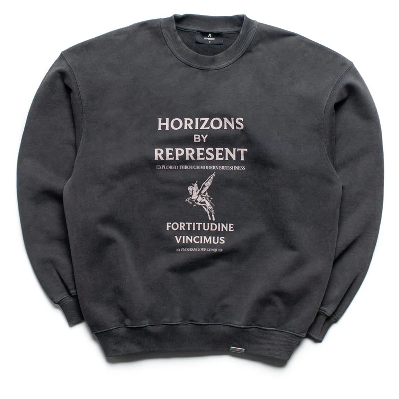 Represent Horizons Sweater - Aged Black Terry Blend Velvet Blend Canvas Blend