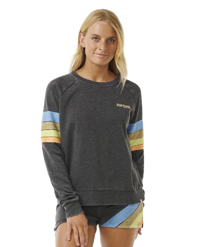 High Tide Surf Raglan Sweatshirt in Washed Black Hoodie with Drop Shoulder Relaxed Streetwear