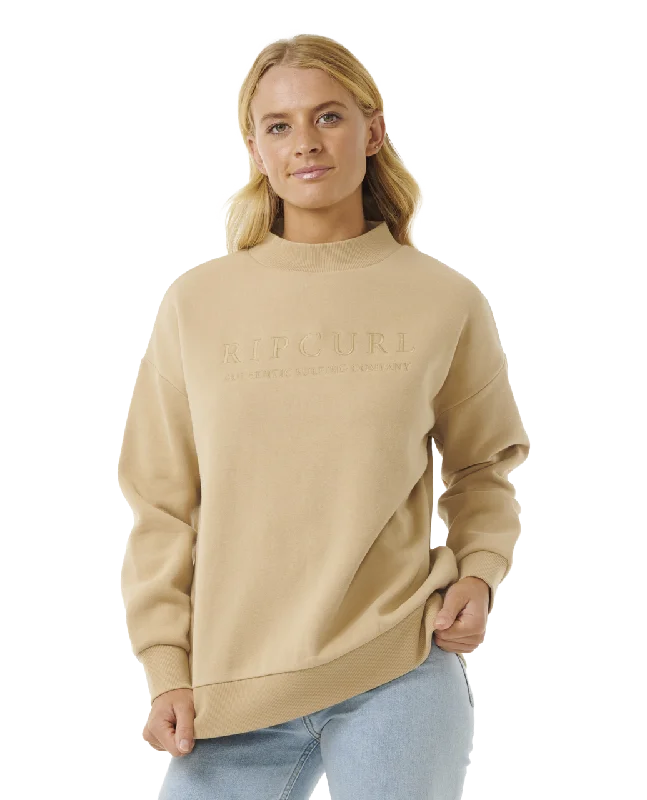 Premium Surf Sweatshirt in Taupe Hoodie with Emblem Brand Identity