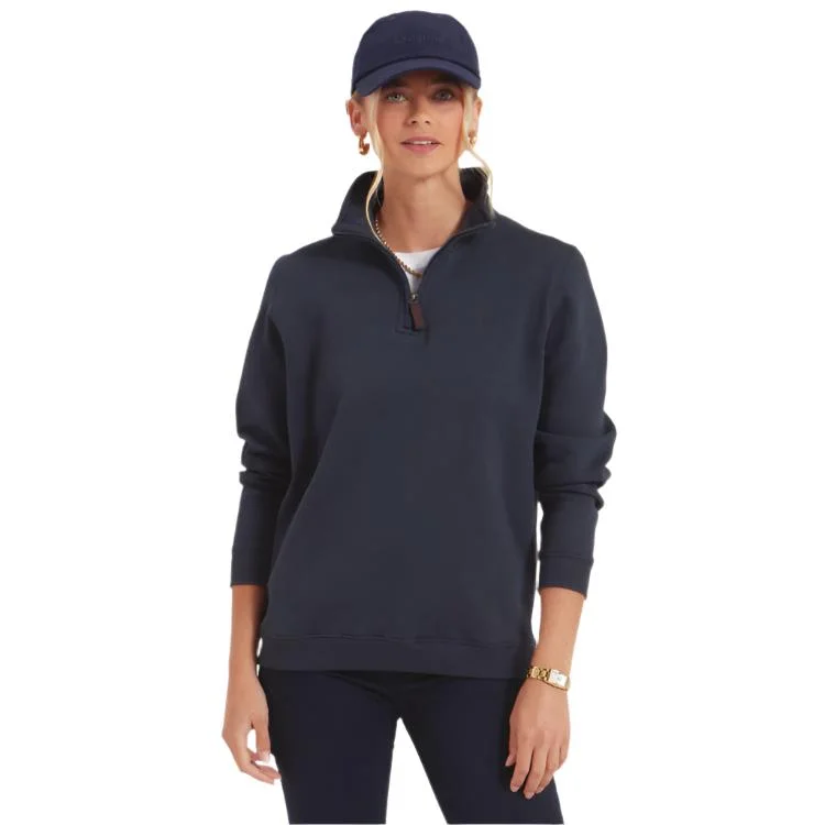 Schoffel Ladies Sennen Cove 1/4 Zip Sweatshirt - Navy Hoodie with Crew Neck Simple Timeless