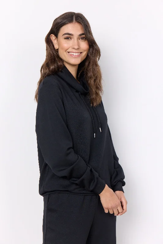 Soya Concept Banu Funnel Neck Sweatshirt Hoodie with Puffed Sleeves Voluminous Trendy