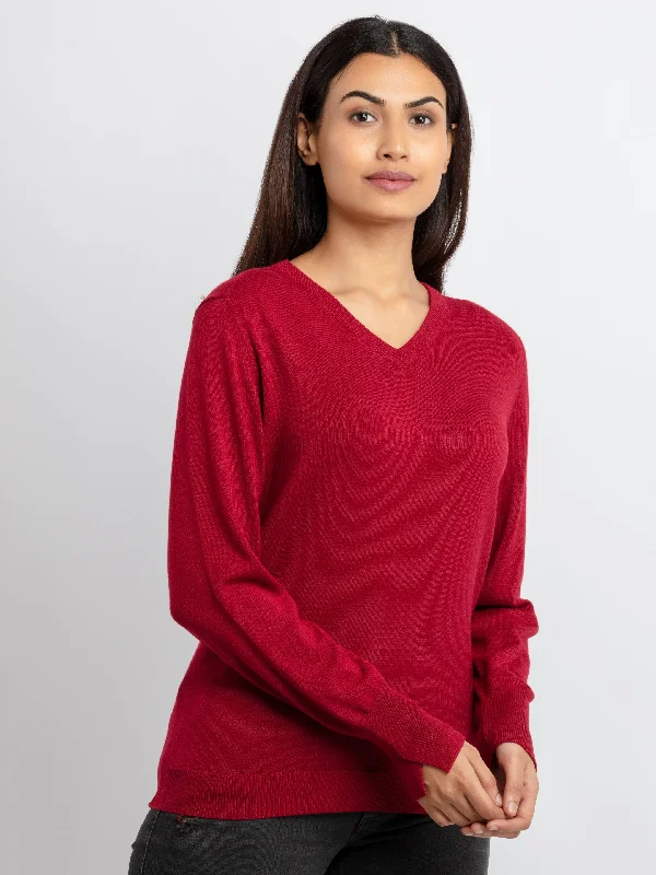 Women's Solid V Neck Sweater Sweater Knitwear Pullover