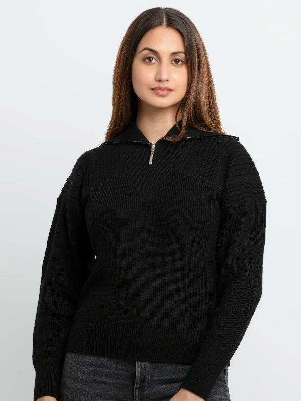 Womens Solid High Neck Sweater Fitted Loose Oversized