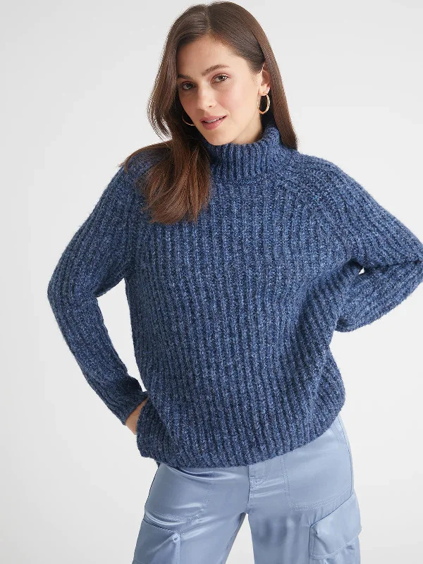 Stella Shaker Turtleneck Sweater - indigo Spandex Rayon Corduroy