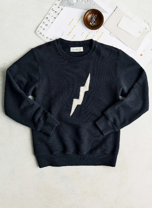 the "bolt" sweatshirt in black Hoodie with Hem Patch Decorative Personalized