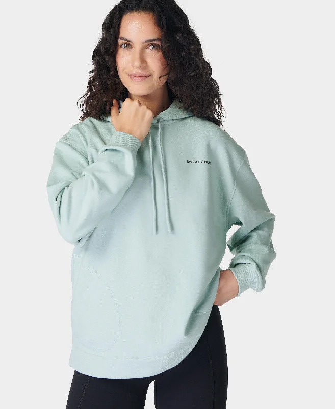 Revive Longline Hoody Sb9913 Muted-Teal-Blue Hoodie with Applique Textured Unique