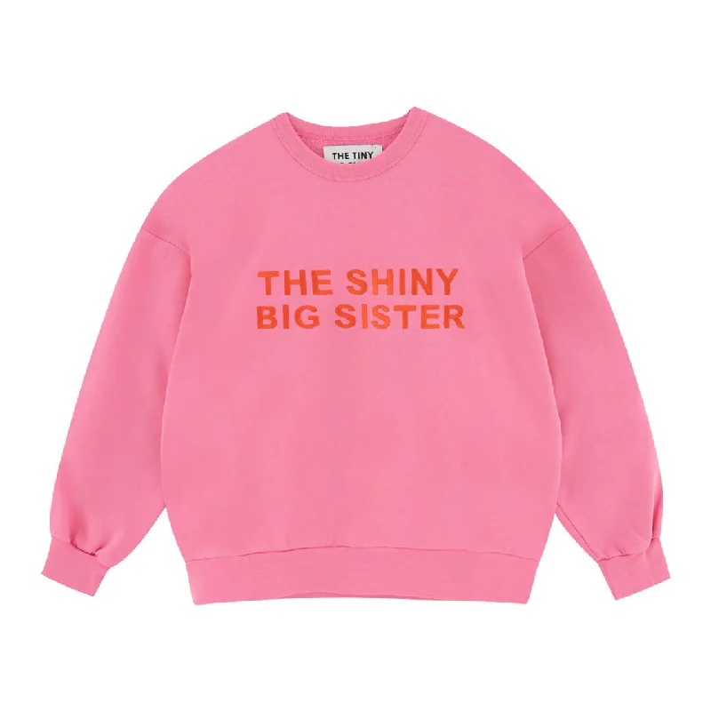 Tiny Cottons Dark Pink Womens The Shiny Big Sister Sweatshirt Hoodie with Side Slits Relaxed Casual