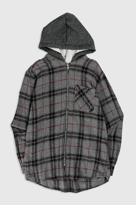 Unisex Rework Hooded Flannel - M Hoodie with Full-Zip Functional Layering