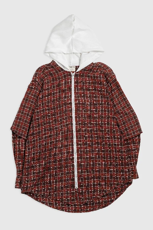 Unisex Rework Hooded Flannel - M Hoodie with Hem Ribbing Snug Secure