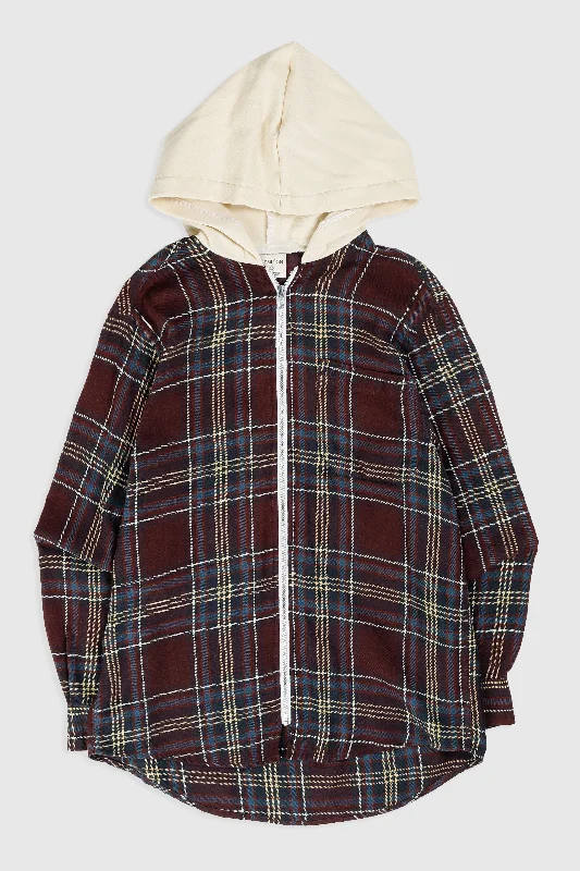 Unisex Rework Hooded Flannel - S Hoodie with Bell Sleeves Flared Feminine