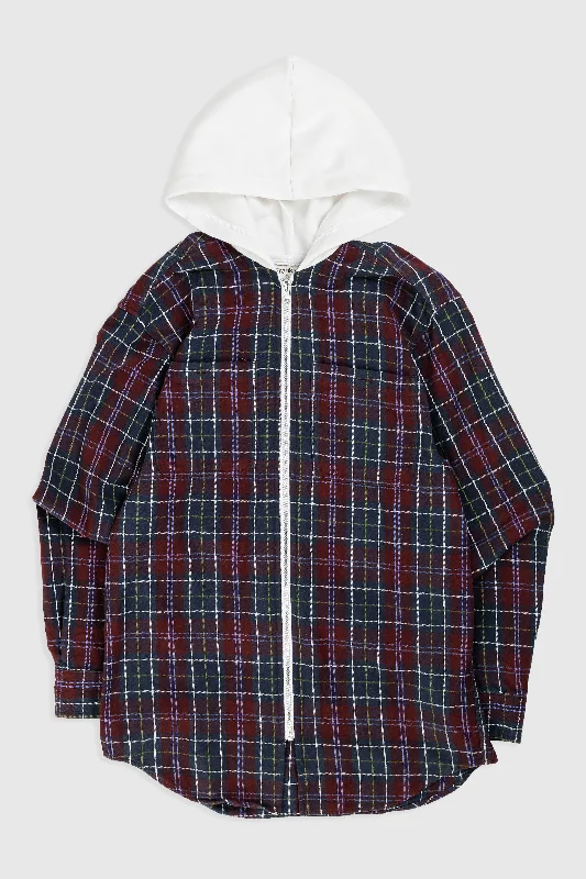 Unisex Rework Hooded Flannel - S Hoodie with Raw Hem Edgy Unfinished