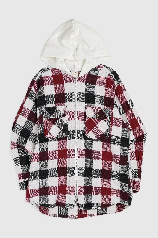 Unisex Rework Hooded Flannel - S Hoodie with Gradient Ombre Colorful