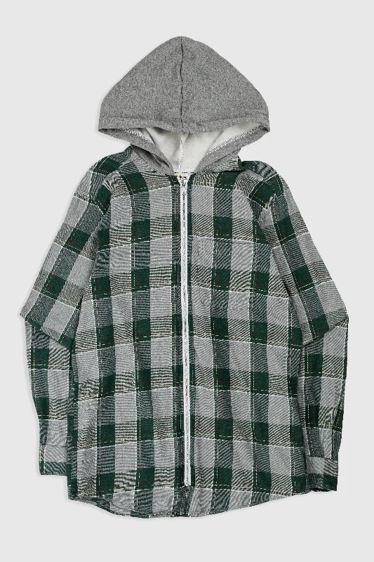 Unisex Rework Hooded Flannel - S Hoodie with Button Classic Timeless