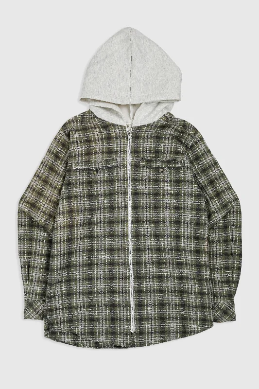 Unisex Rework Hooded Flannel - S Hoodie with Relaxed Fit Easy Casual