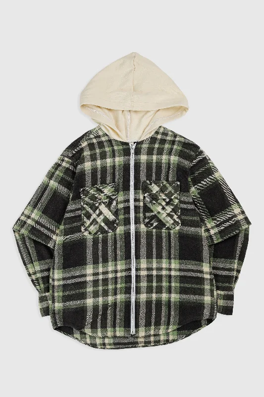 Unisex Rework Hooded Flannel - S Hoodie with Oversized Fit Loose Comfortable