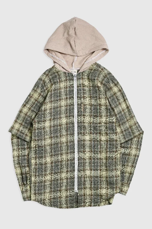 Unisex Rework Hooded Flannel - S Hoodie with Pattern Geometric Abstract