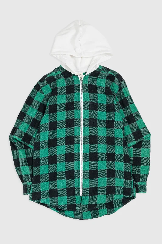 Unisex Rework Hooded Flannel - S Hoodie with Full-Zip Functional Layering