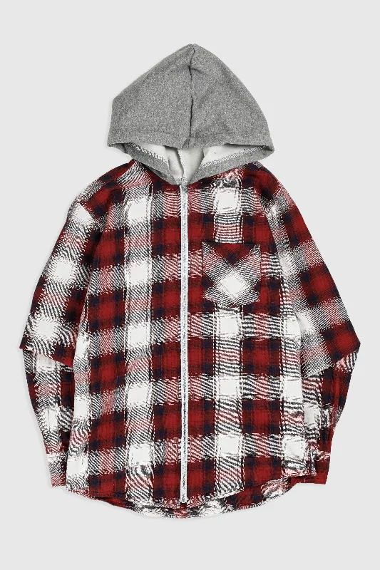 Unisex Rework Hooded Flannel - XS Hooded Sweatshirt Casual Wear Street Style