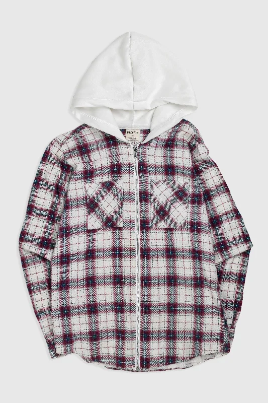 Unisex Rework Hooded Flannel - XS Hoodie with Contrast Stitching Detailed Premium