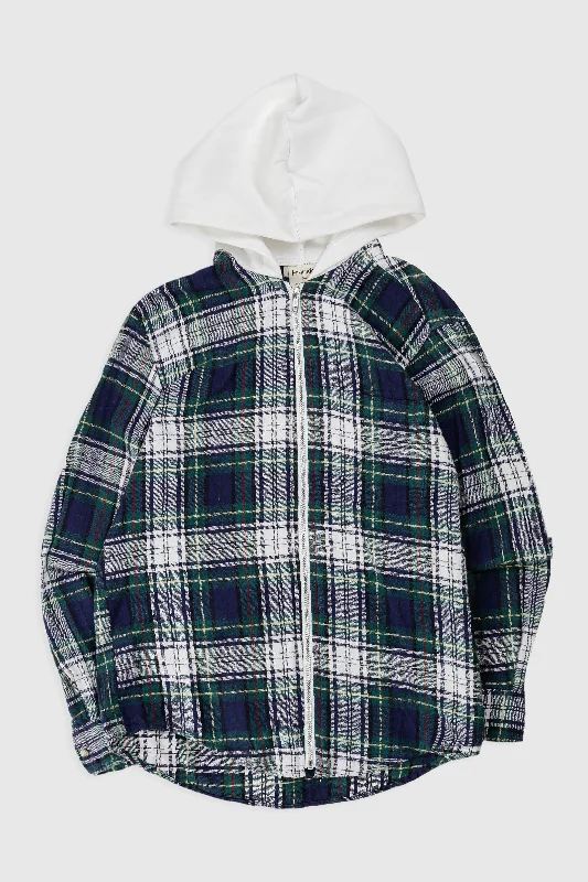 Unisex Rework Hooded Flannel - XS Hoodie with Relaxed Fit Easy Casual