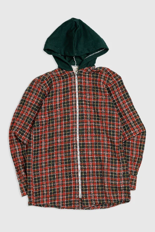 Unisex Rework Hooded Flannel - XS Hoodie with Fur Luxurious Winter