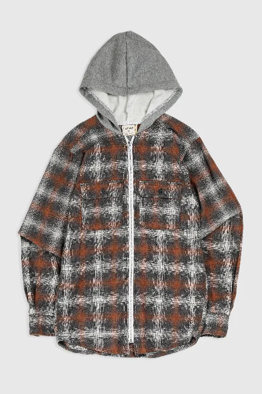 Unisex Rework Hooded Flannel - XS Hoodie with Slit Hem Functional Movement