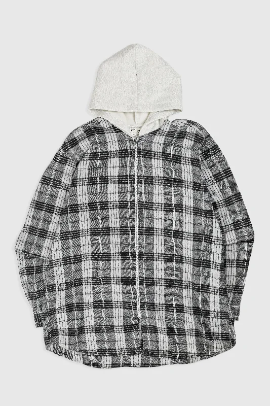 Unisex Rework Hooded Flannel - XXL Hoodie Dress Longline Feminine