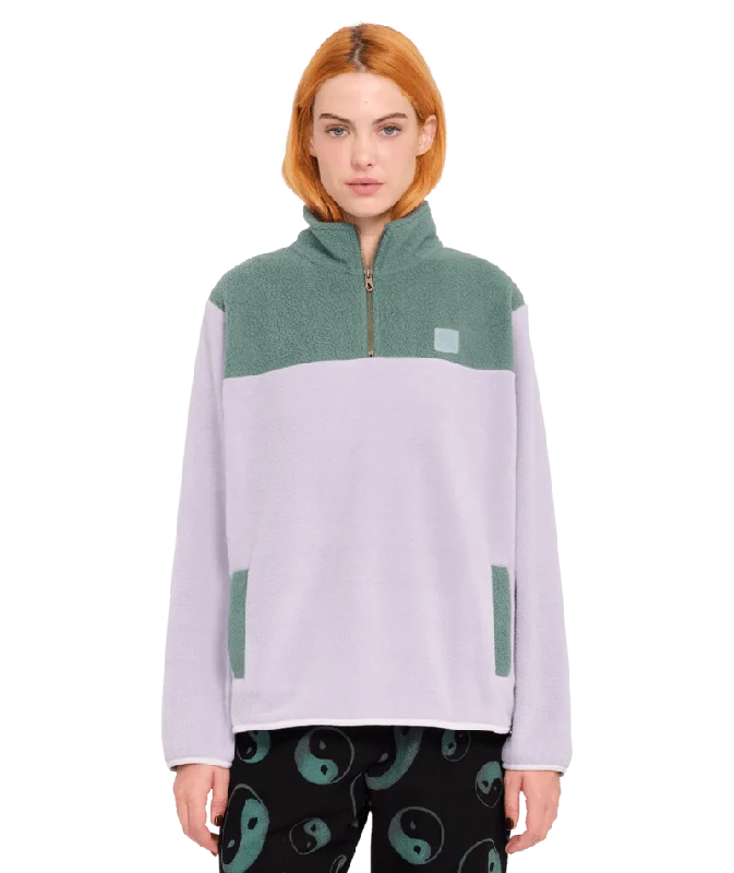 Pheelin It Mock Neck 1/4 Zip Sweatshirt in Lavender Hoodie with Thumb Holes Functional Cozy