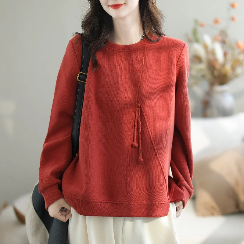 Women Autumn Retro Patchwork Casual Loose Sweater Cashmere Blend Cotton Blend Poly Blend