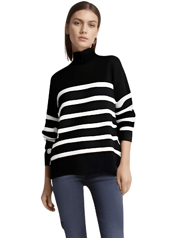 Oversized Black and White Striped Sweater for Women Machine Wash Dry Clean Hand Wash