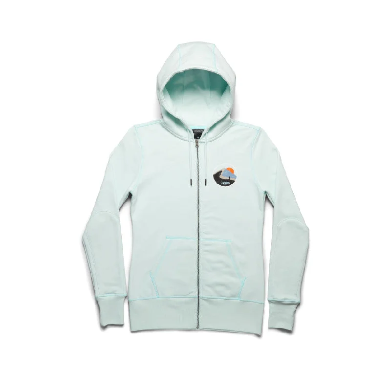 Women's Hike More Hoodie  |  Pastel Blue Hoodie with Hem Patch Decorative Personalized