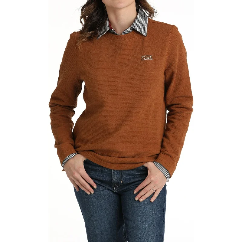 WOMEN'S TEXTURED SWEATSHIRT - COPPER #MAK9205001 Hoodie with Cuffed Sleeves Snug Secure