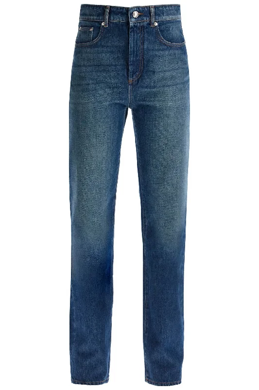 Straight Cut Jeans  - Blue Elegant Raw Hem Jeans