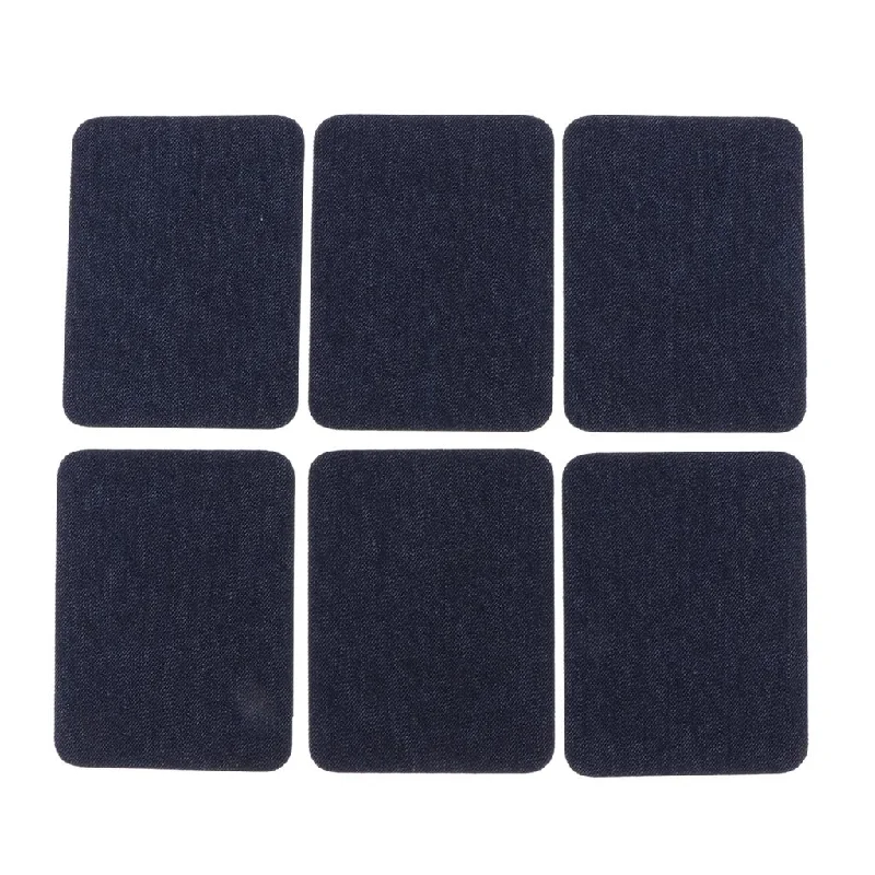 Max 6pcs Iron on Denim Patches for Jeans Clothing Jacket Repair Tool Deep Blue Casual High-Waisted Bootcut Jeans