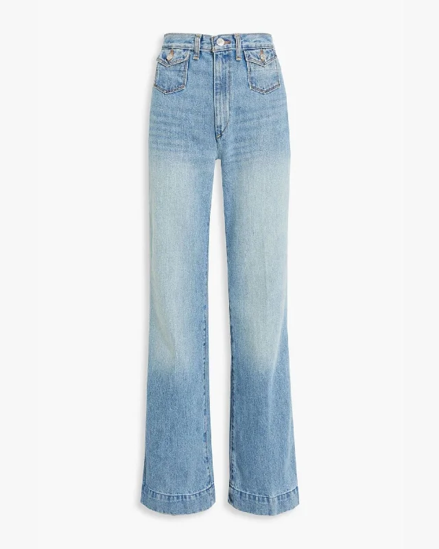 "70's Pocket Wide Leg" Jeans Fashionable Straight Cut Jeans