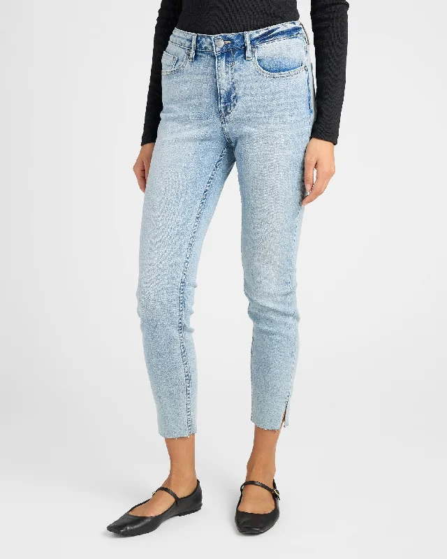 Ace Skinny Jeans with Side Slit Comfortable Full-Length Denim Jeans