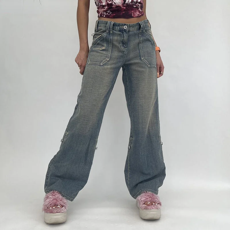 DressBetty - High Waist Vintage Oversized Casual Streetwear Harajuku Straight wide Leg Jeans Stylish Shredded Denim Jeans