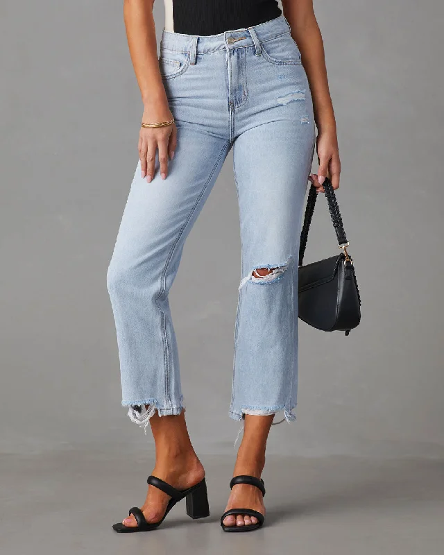 Double Dare Cropped Distressed Jeans Trendy Vintage Denim Jeans