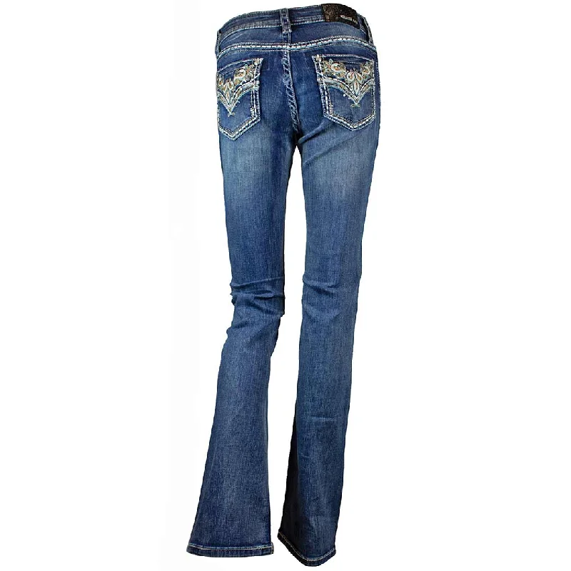 Grace in LA Women's Fleur Bootcut Jeans Trendy Acid Wash Skinny Jeans