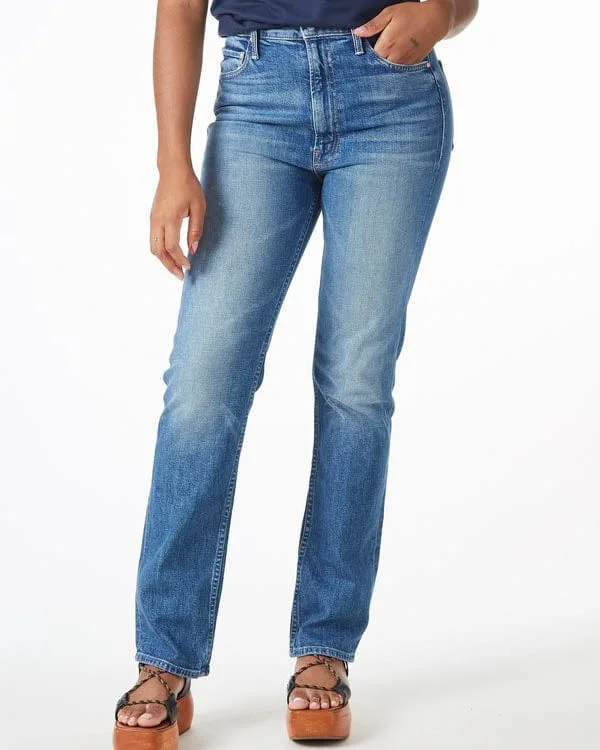 "High Waisted Rider Skimp" Jeans in "Cowboys Don't Cry" Elegant Dark-Wash Bootcut Jeans