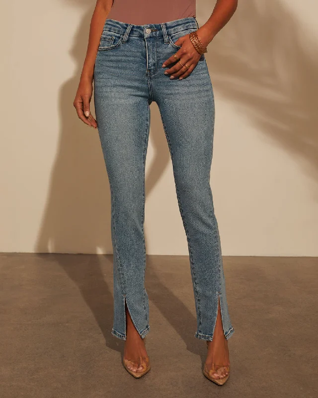 Jennings Split Hem Straight Jeans Comfortable Boyfriend Jeans