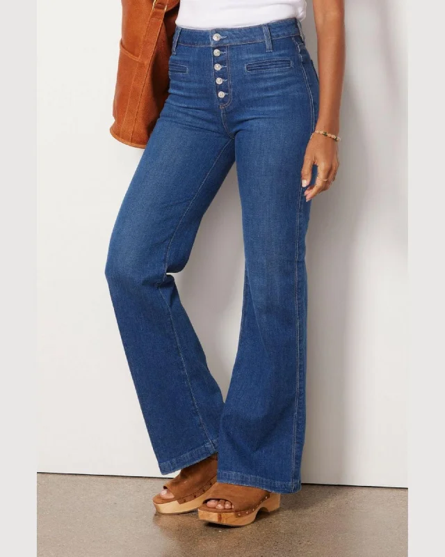 "Leenah" High-Rise Wide-Leg Jeans Fashionable Vintage Wash Jeans